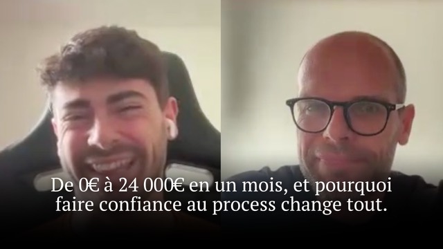 Patrick Pinot en entretien vidéo avec Geoffrey, de Funnels Club, chacun depuis son bureau